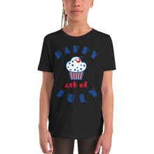 Load image into Gallery viewer, Cupcake Fourth of July Youth Short Sleeve T-Shirt