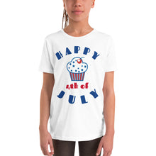 Load image into Gallery viewer, Cupcake Fourth of July Youth Short Sleeve T-Shirt
