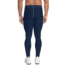 Load image into Gallery viewer, Navy Blue White Stitch Men's Leggings