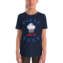 Load image into Gallery viewer, Cupcake Fourth of July Youth Short Sleeve T-Shirt