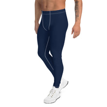 Load image into Gallery viewer, Navy Blue White Stitch Men's Leggings