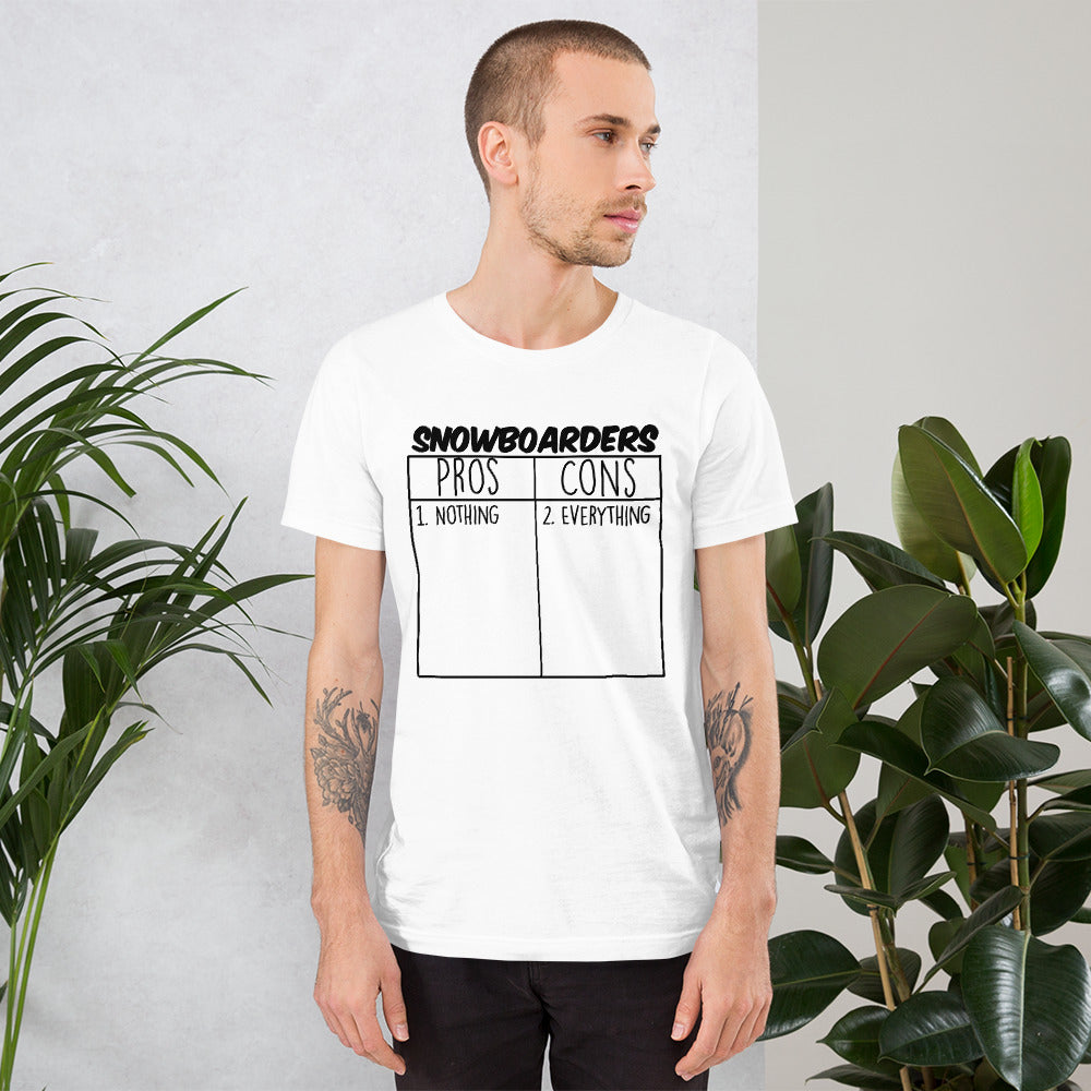 Snowboarders Pros and Cons Tee
