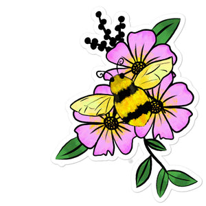 Bee with Flower Sticker