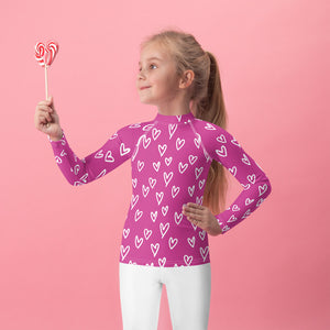 Pink Heart Kids Rash Guard