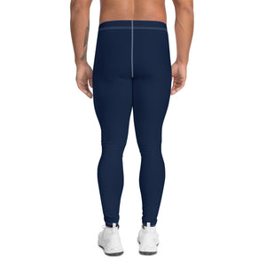 Navy Blue White Stitch Men's Leggings