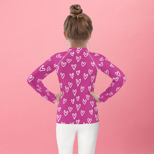 Pink Heart Kids Rash Guard