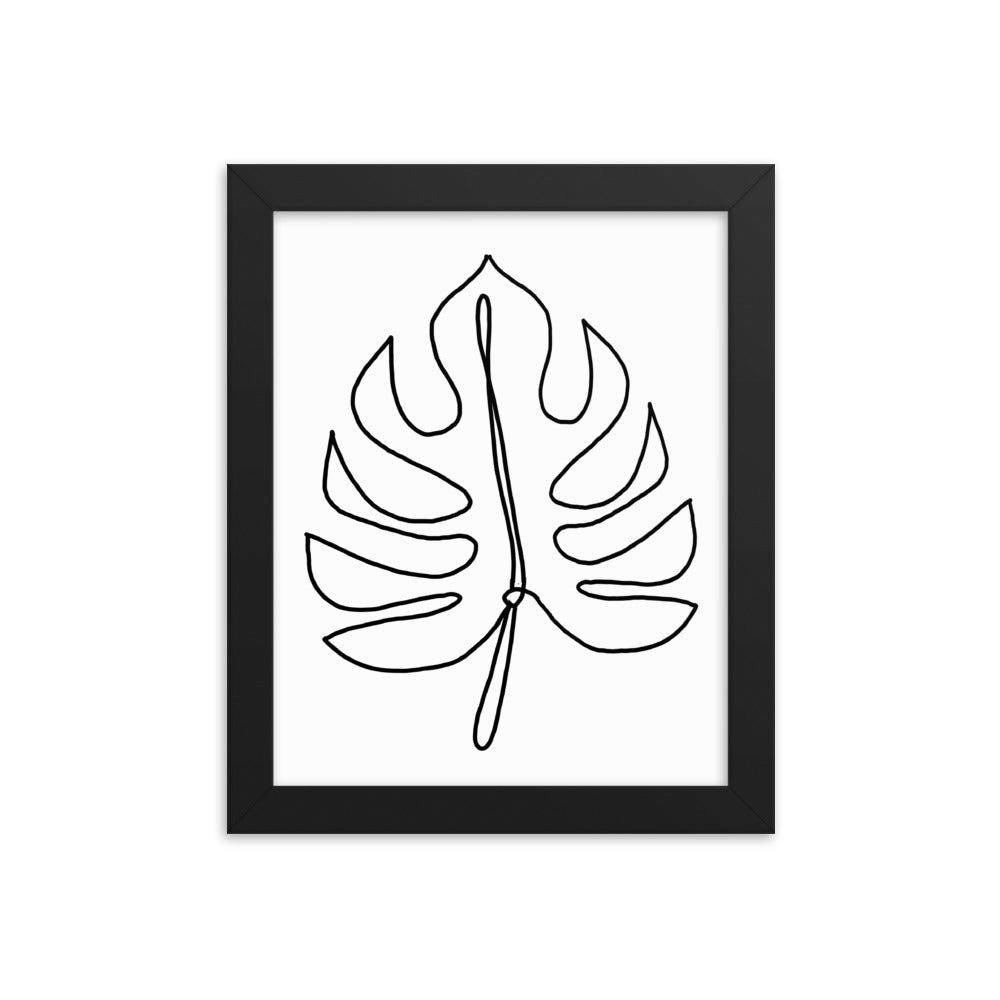 Black and White Leaf Drawing Poster