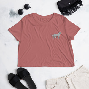 White Dog Crop Tee