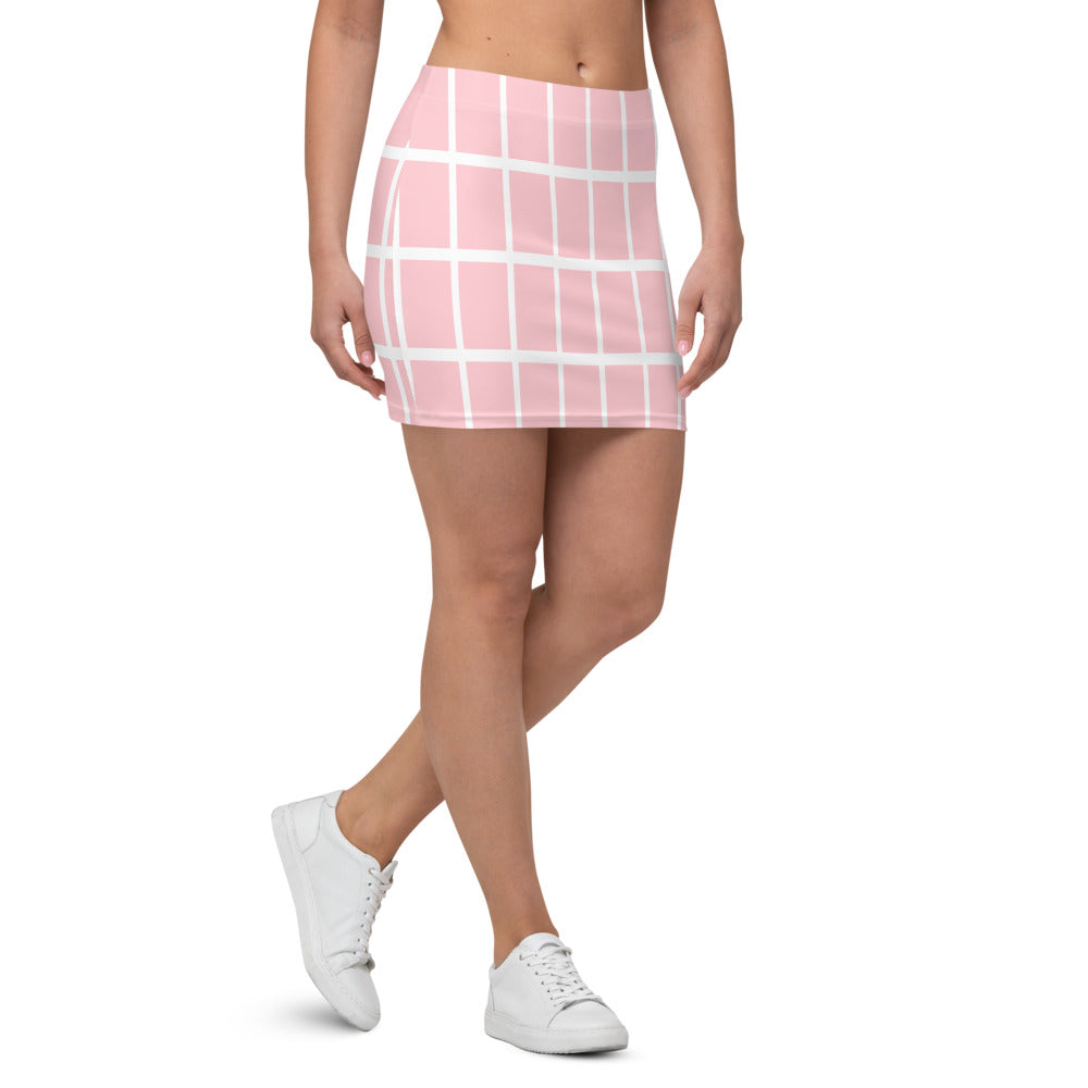 Pink Plaid Mini Skirt