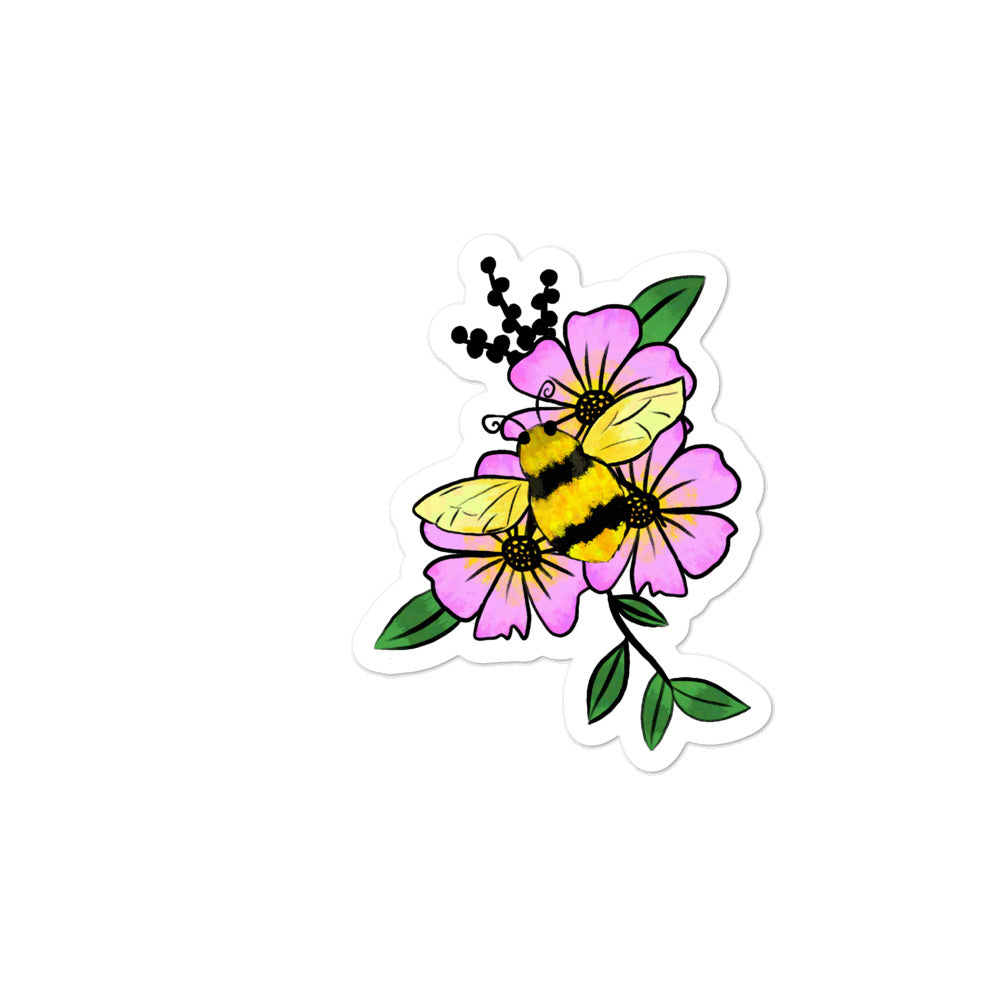 Bee with Flower Sticker