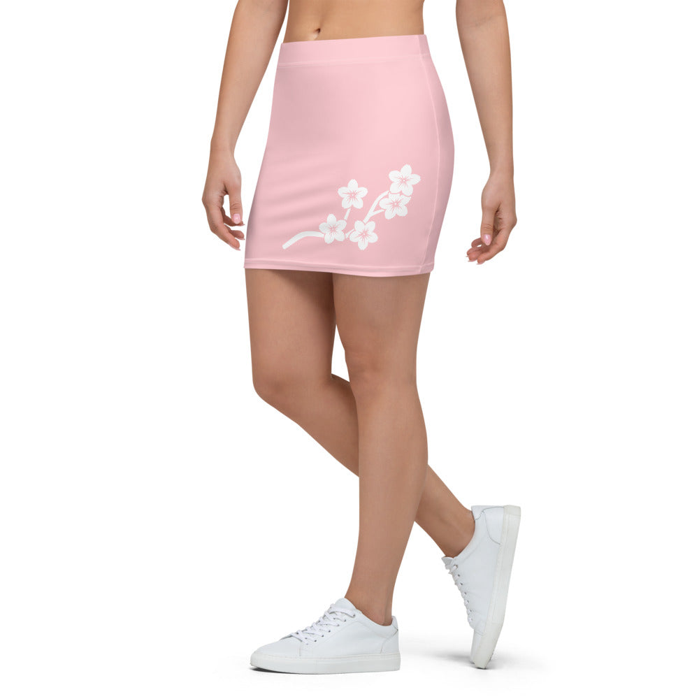 Blush Pink Cherry Blossom Mini Skirt